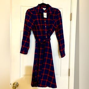 New with tags J. Crew long sleeved, button down dress.